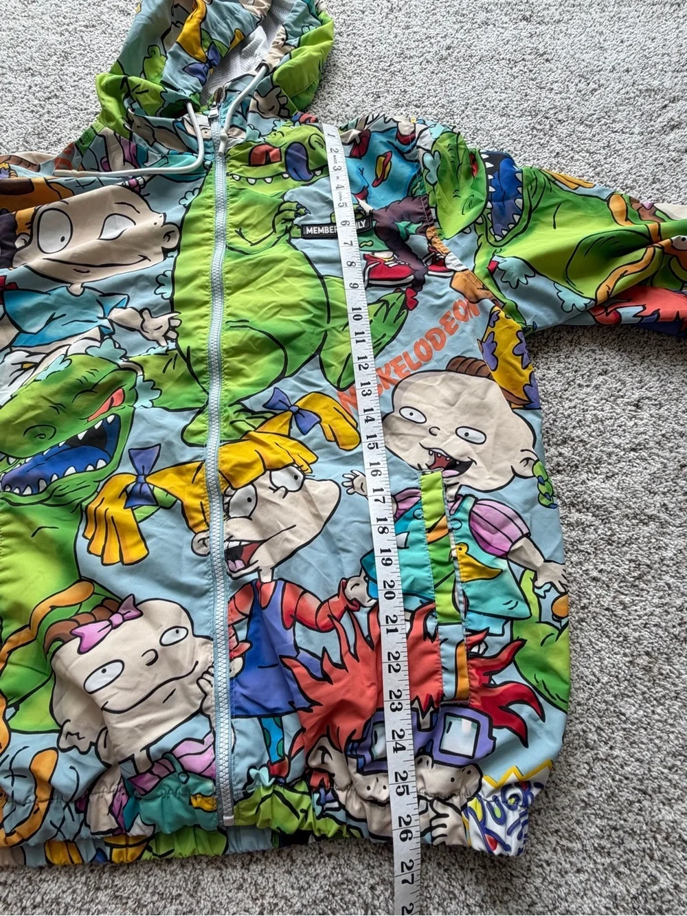 Members Only x Nickelodeon Rugrats Reptar Print Hooded Windbreaker Large Rare